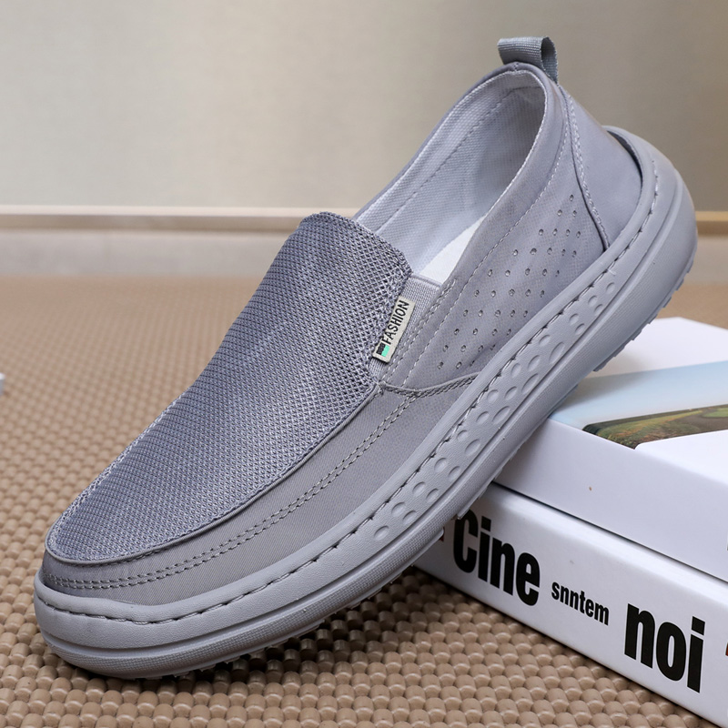 夏季老北京男网鞋透气网眼爸爸鞋轻便软底中老年一脚蹬防滑休闲鞋