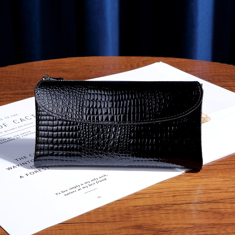 里外真皮长款三折钱包女超薄款2025新款头层牛皮多卡位钱夹放手机