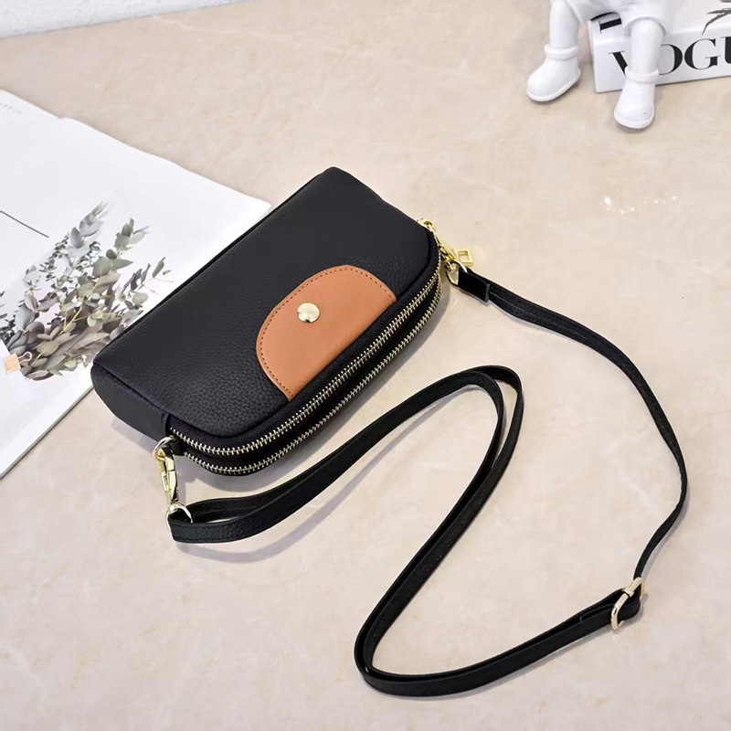 2025新款真皮单肩斜挎小包包双拉链大容量手拿包软牛皮手机零钱包,箱包皮具/热销女包/男包,手拿包,淘宝优惠券,粉丝福利购,淘宝优惠卷