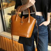 高级感牛皮手提斜挎包女百搭2025新款 真皮大容量单肩休闲包放雨伞