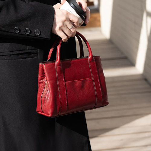 丝芙伦纯牛皮斜挎手提小方包女包