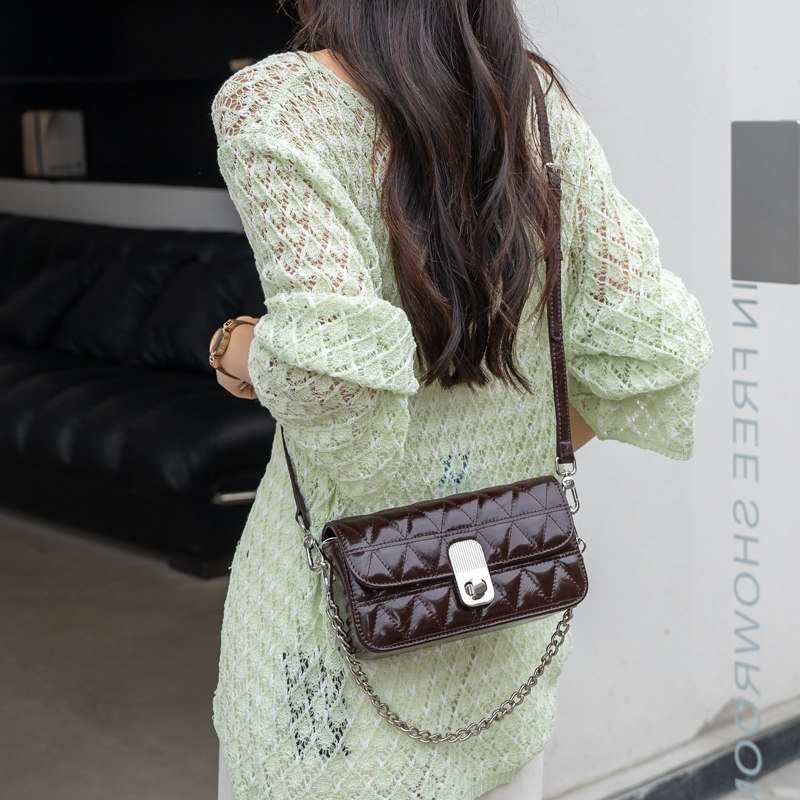 时尚小香风真皮单肩斜挎小包包菱格包高档锁扣软牛皮手机零钱包女