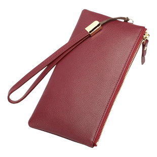 软牛皮超薄款手拎零钱包女百搭2026新款真皮小手包小巧轻便放手机