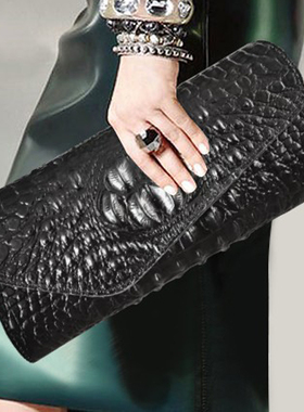 欧美时尚女士真皮手拿包鳄鱼纹宴会晚宴包单肩斜挎小包名媛手抓包