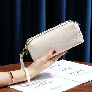 软牛皮双层斜挎小包包手机包女百搭2025新款 真皮单肩链条包手拎包