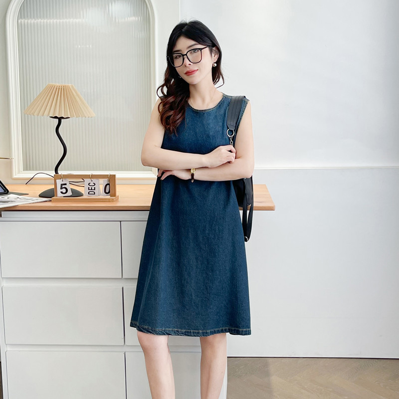 法式盐系减龄牛仔背心连衣裙女大码夏季新款韩版宽松显瘦直筒短裙