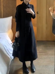花花奥黛丽~韩版翻领分割线双排扣小香风设计感羊毛毛呢大衣