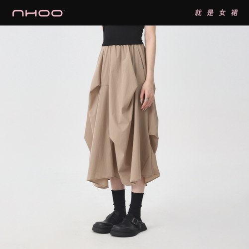 NHOO不规则褶皱伞裙设计感半身裙