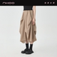 卡其色裙 中长2026新款 NHOO恩逅 不规则褶皱a字半身伞裙女春夏新款