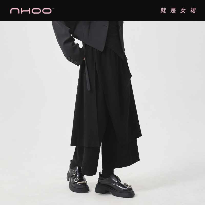 NHOO恩逅 黑色设计感裤裙女一体假两件半身2025秋季新款复古裙裤,女装/女士精品,休闲裤,淘宝优惠券,粉丝福利购,淘宝优惠卷