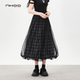 小众设计感格纹网纱裙2026薄款 新款 a字花苞半身裙子 春季 NHOO恩逅