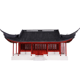 沙盘模型材料diy手工制作建筑新中式摆件木质四角凉亭 流觞亭