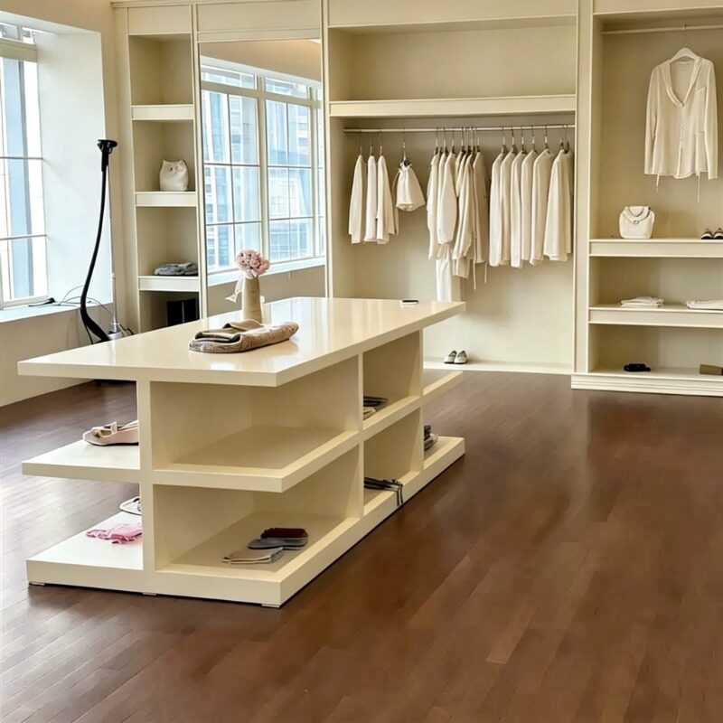 服装店中岛桌流水台女装店铺工作台展示柜台鞋服包包摆件陈列柜台