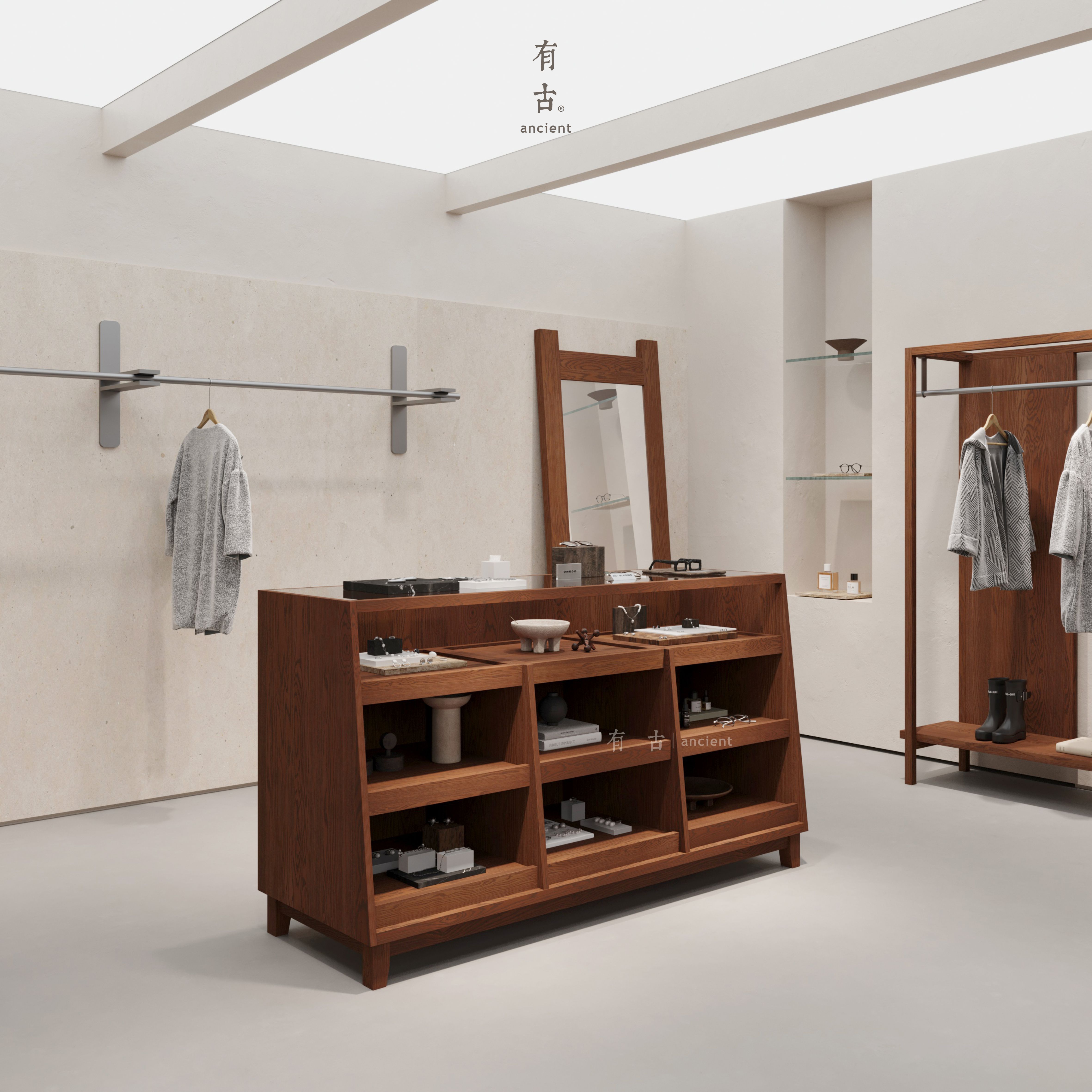 中岛玻璃展示柜中古饰品展柜