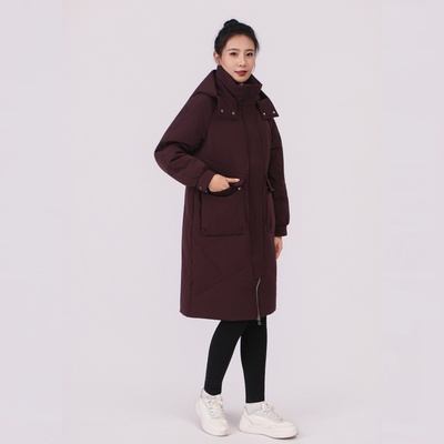 大羽女士中长款羽绒服2025宽松加厚外套新款保暖毛领冬装705006