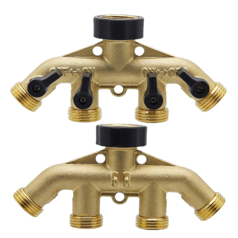 包邮洗车接头水龙头水管分流分水器一分四路带球阀门开关分流器