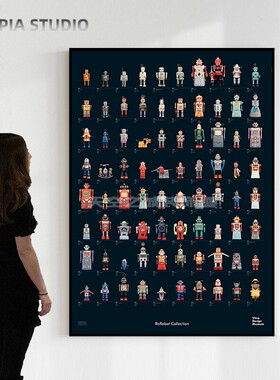 【现货】Vitra机器人复古瑞士进口海报装饰画 客厅卧室儿童房潮玩