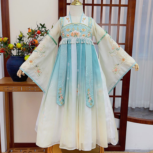 女童汉服春秋款儿童春季中国风古装连衣裙小女孩古风超仙唐装裙子