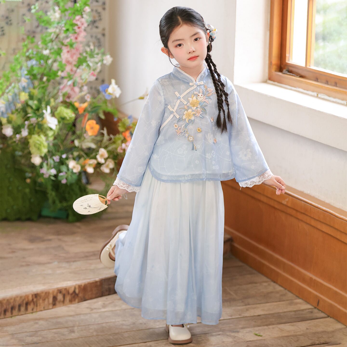 女童新中式汉服套装秋季2026新款儿童小女孩古风超仙旗袍古装秋款