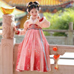 拜年服儿童加绒过年新年装 汉服女童秋冬连衣裙中国风2025新款 古装