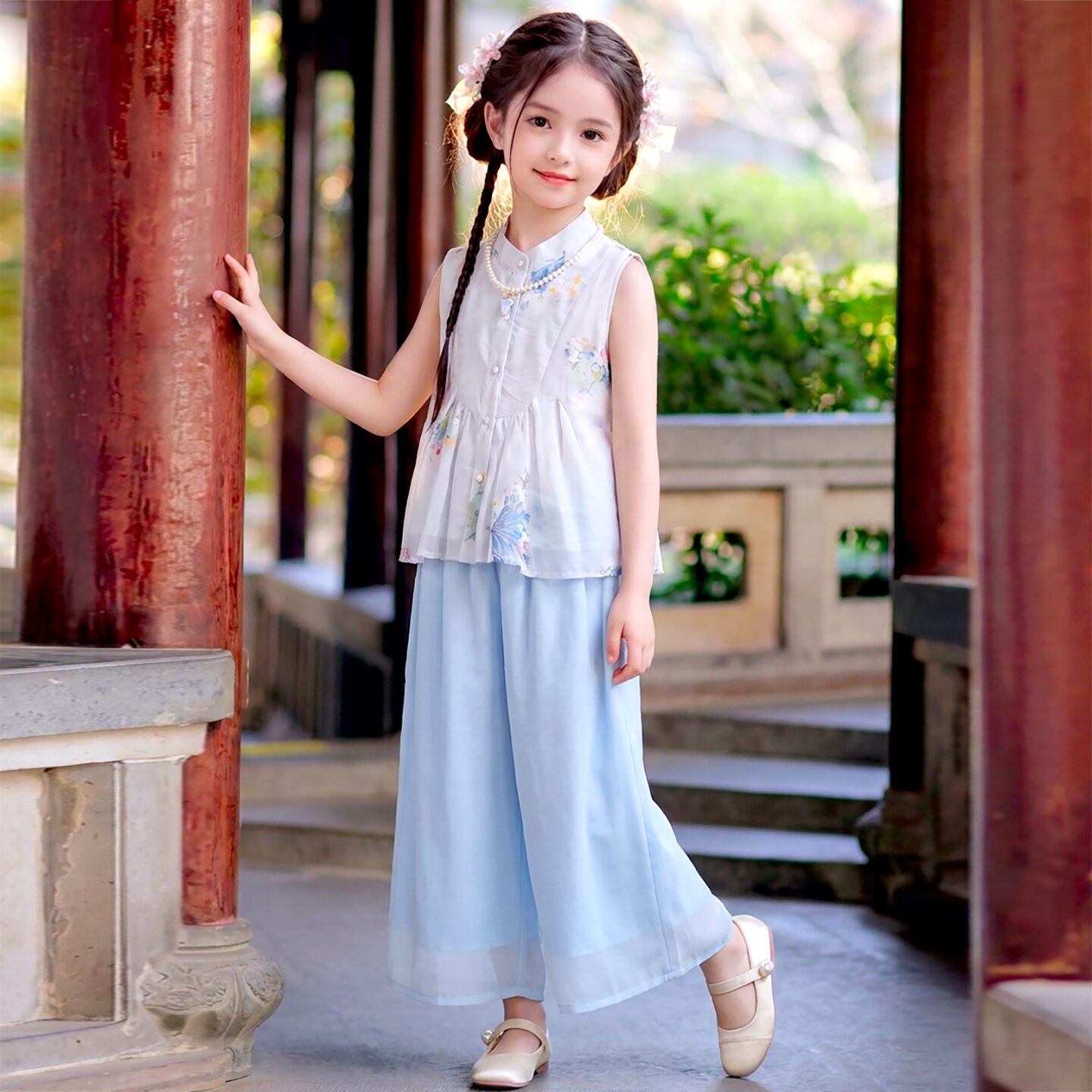 汉服女童夏装套装2026新款儿童国风新中式无袖旗袍夏季薄款两件套