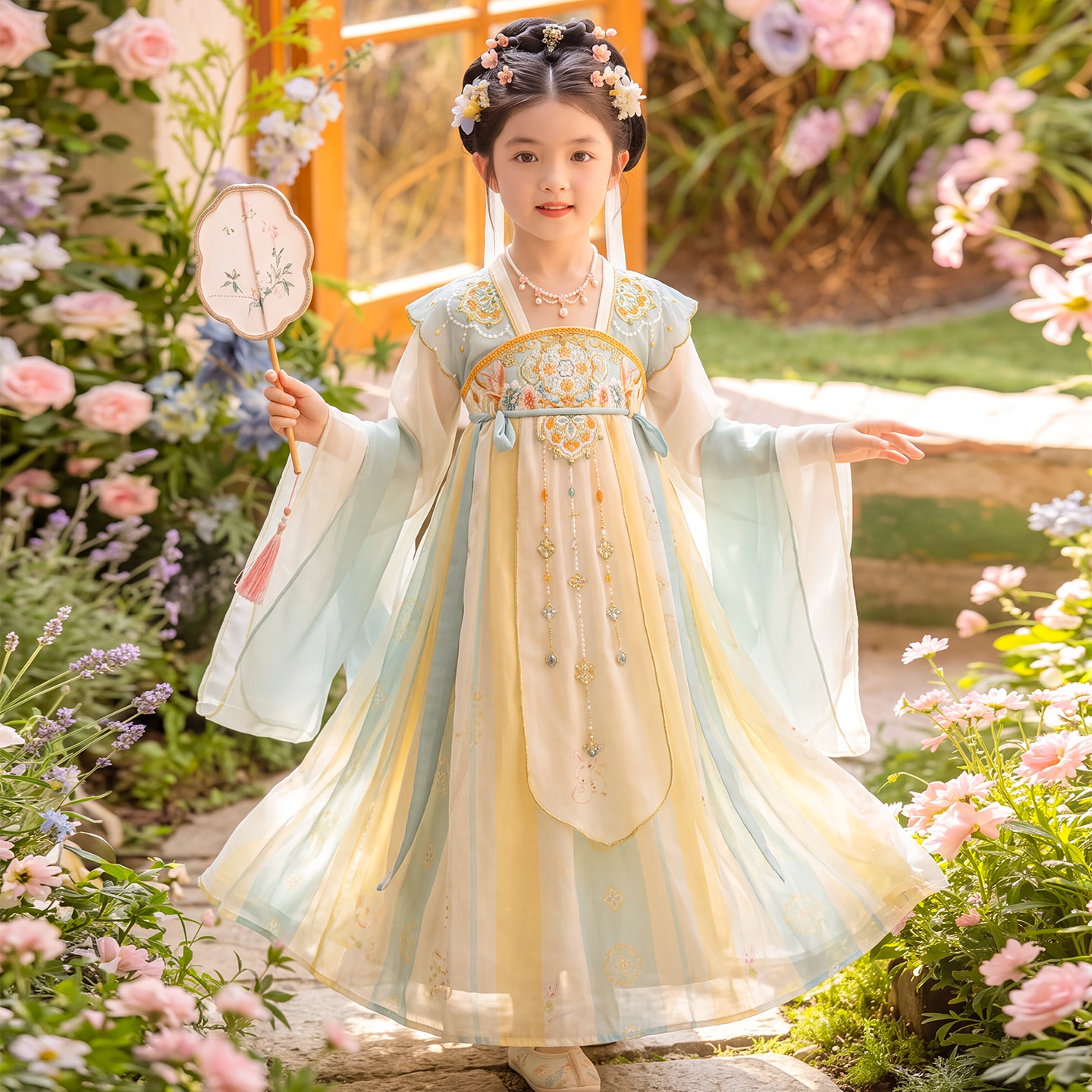 汉服女童2026秋季新款儿童古装国风唐装中秋节古风超仙公主连衣裙