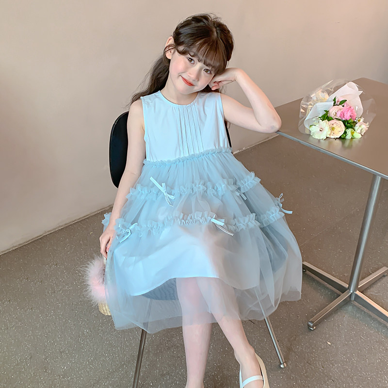女童夏装连衣裙2026新款洋气儿童装无袖背心裙子夏季中大童公主裙