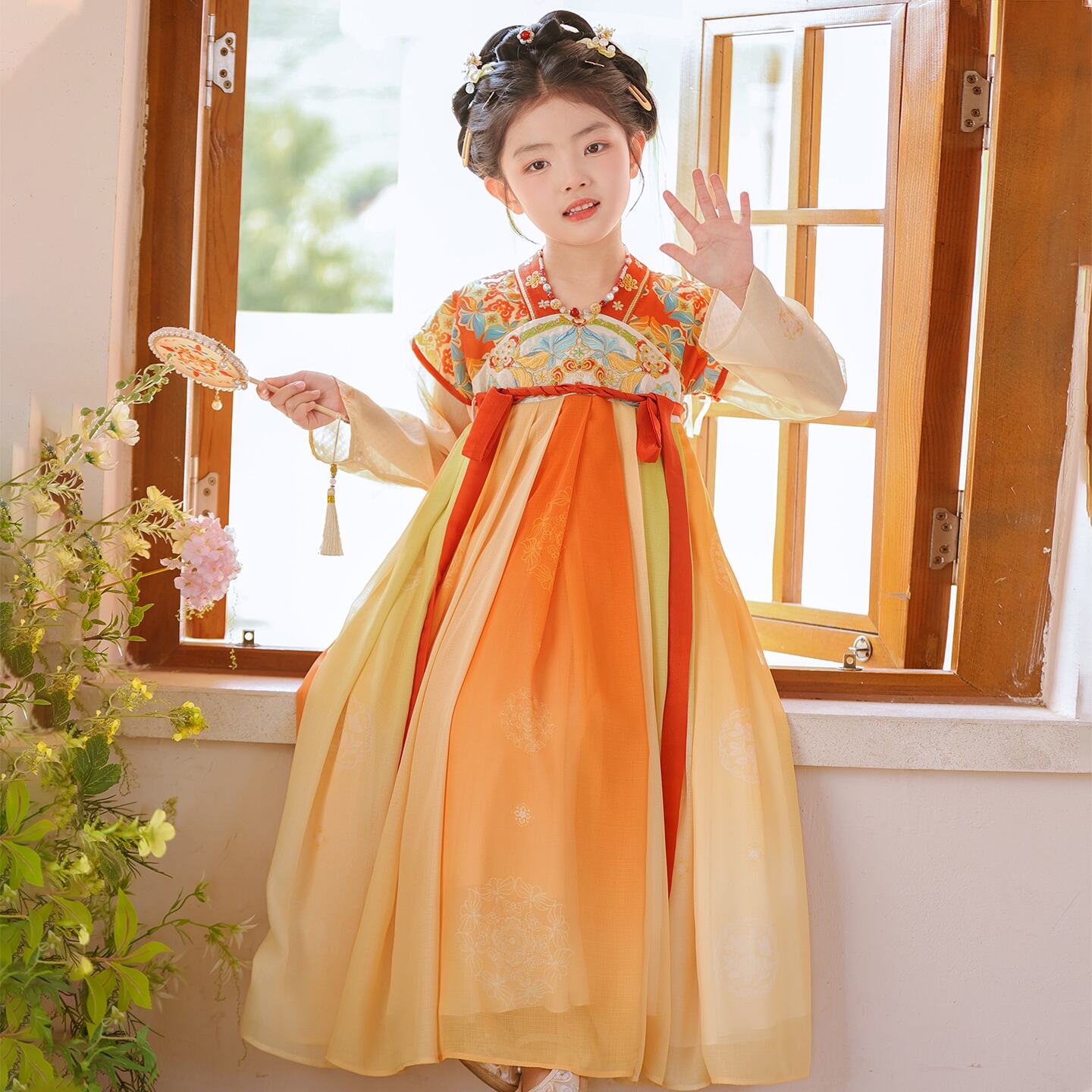 汉服女童中国风古装春季连衣裙2026新款儿童超仙古风唐装裙子春装