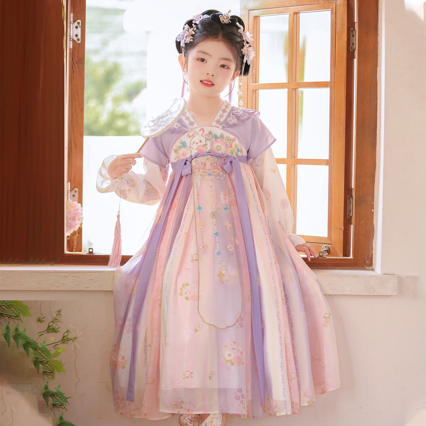 中秋节汉服女童古装连衣裙2026新款小女孩儿童中国风超仙唐装秋款