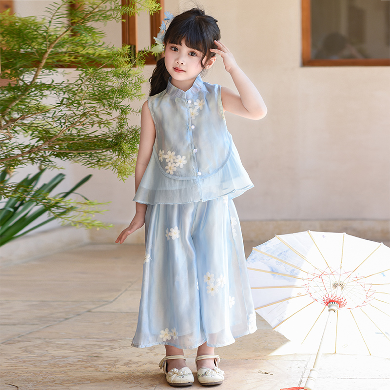 女童新中式旗袍套装夏款儿童古装2025新款小女孩古风超仙汉服夏季