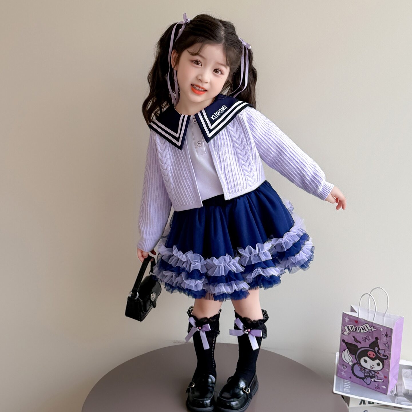 库洛米裙子女童秋装2026新款秋季儿童学院风套装女孩洋气时髦秋款