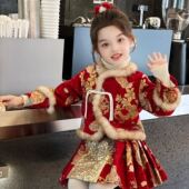 汉服女童秋冬装 冬款 2026新款 儿童中国风拜年服女宝宝喜庆新年古装