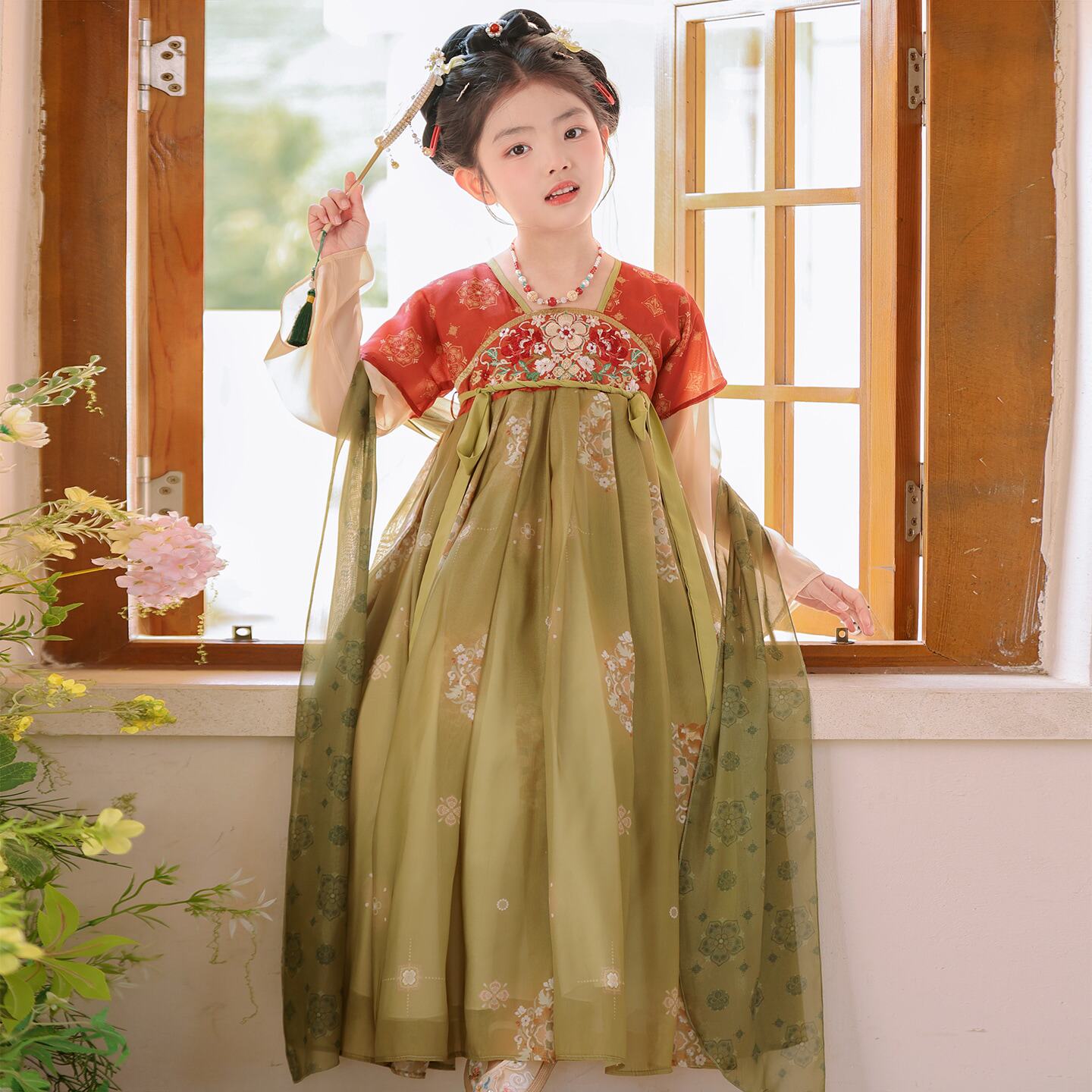 汉服女童连衣裙秋季2026新款儿童超仙中秋节秋装女孩古风公主裙子