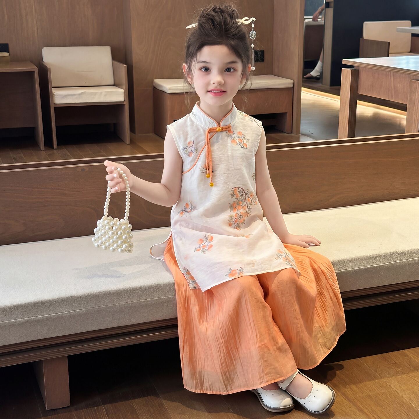 女童国风旗袍套装2026新款汉服新中式两件套薄款古风六一演出服夏