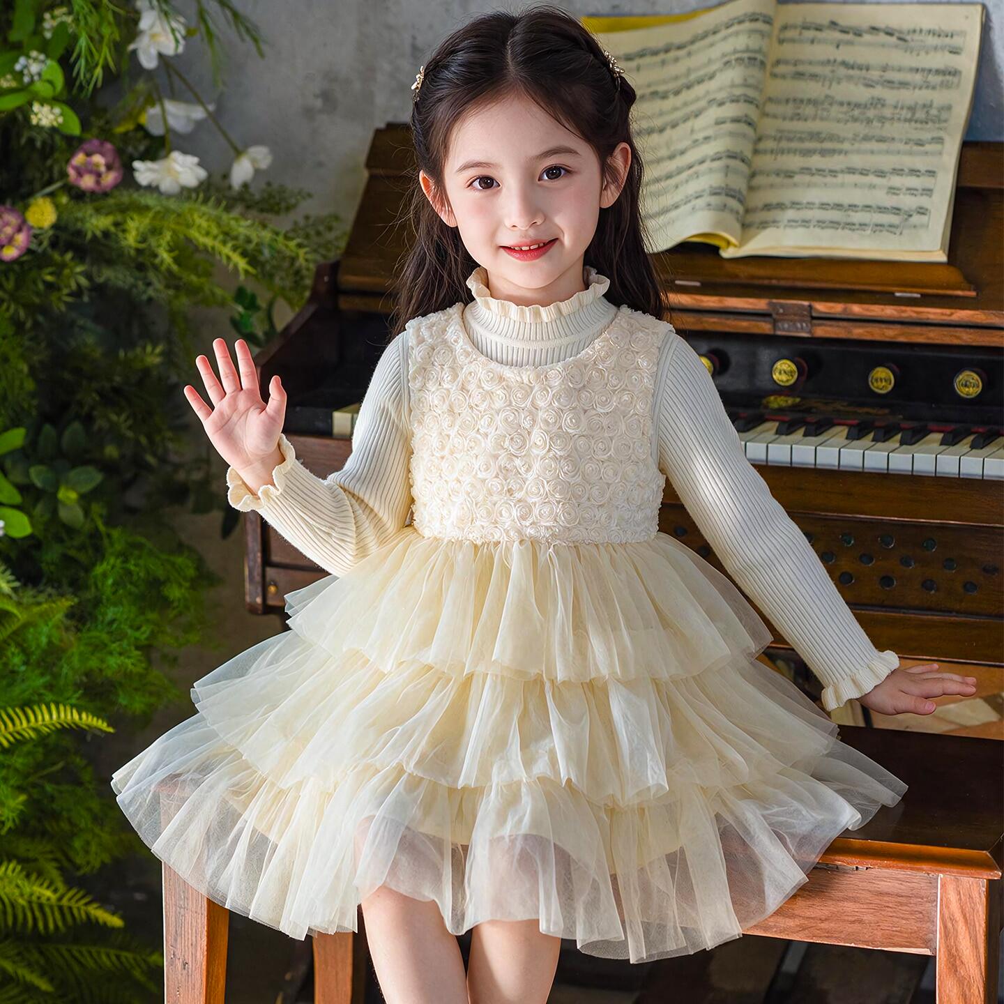 女童生日连衣裙秋冬儿童装网纱蛋糕甜美小女孩公主裙秋装2026新款