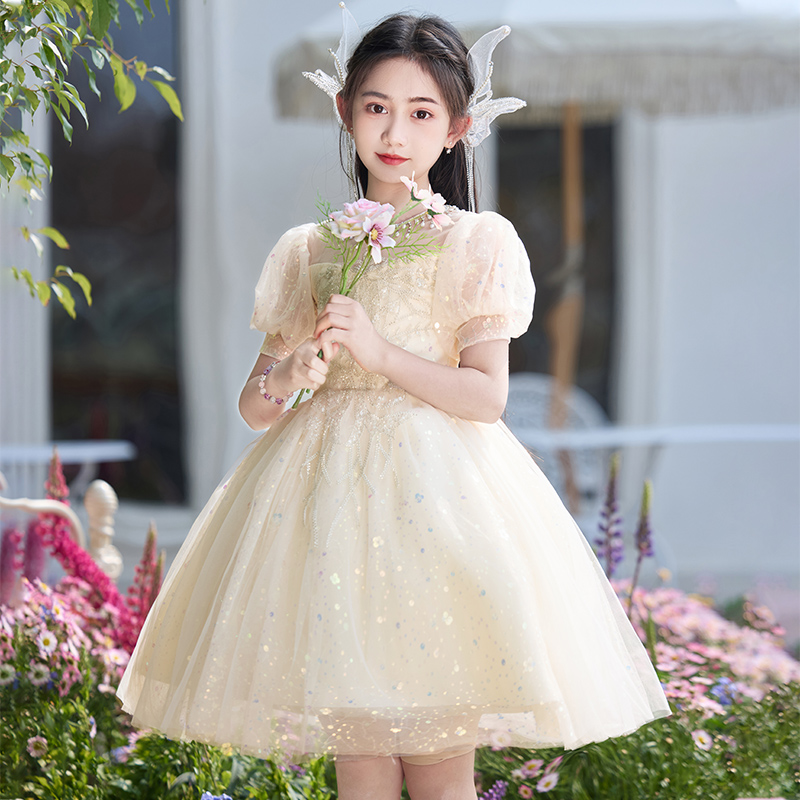 女童礼服轻奢小众钢琴演出服儿童生日公主裙女孩主持人花童婚礼裙