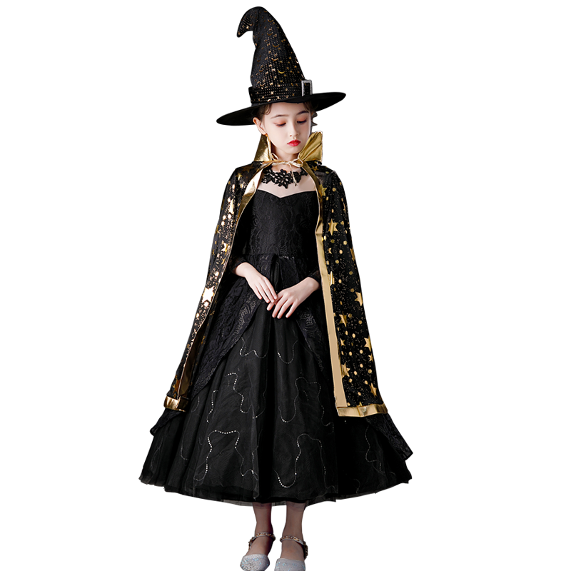 万圣节儿童服装女童女巫角色表演服女童吸血鬼演出服cosplay装扮