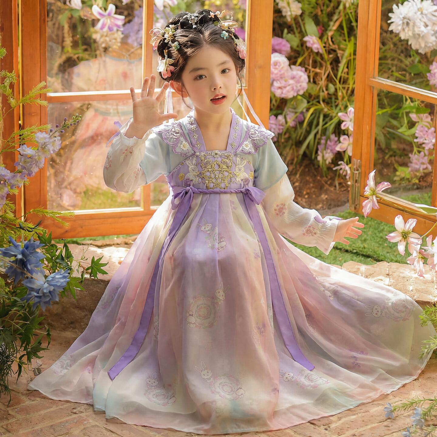 汉服女童春装连衣裙2026新款中国风古装儿童古风超仙唐装公主裙子