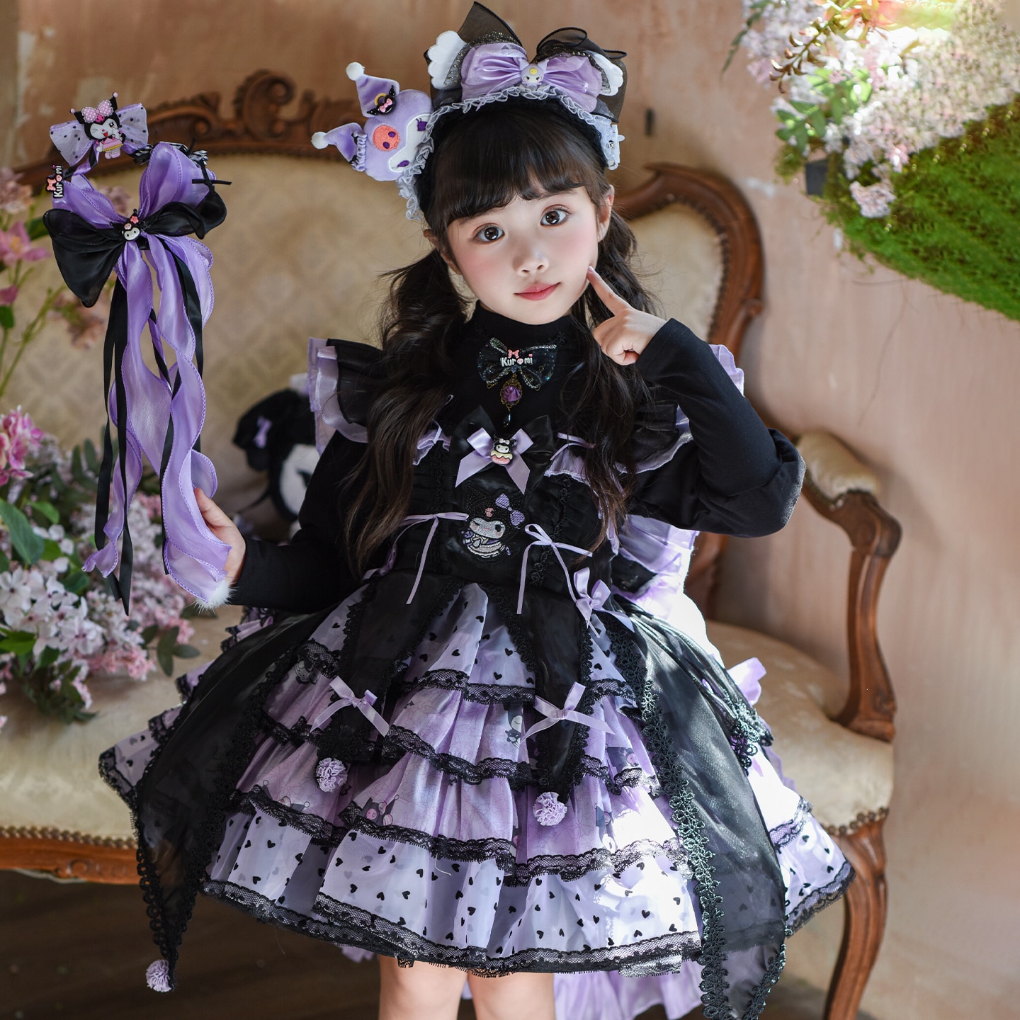 女童洛丽塔公主裙秋冬款洋气儿童万圣节服装连衣裙女孩库洛米裙子