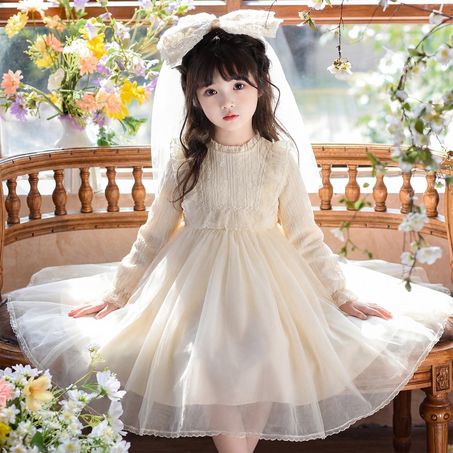 女童连衣裙春装2026新款儿童洋气生日公主裙女孩裙子春季礼服纱裙