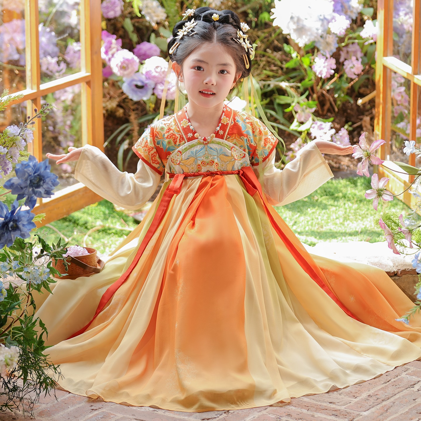 汉服女童2026新款秋季小女孩中国风古装公主裙儿童中秋唐装连衣裙