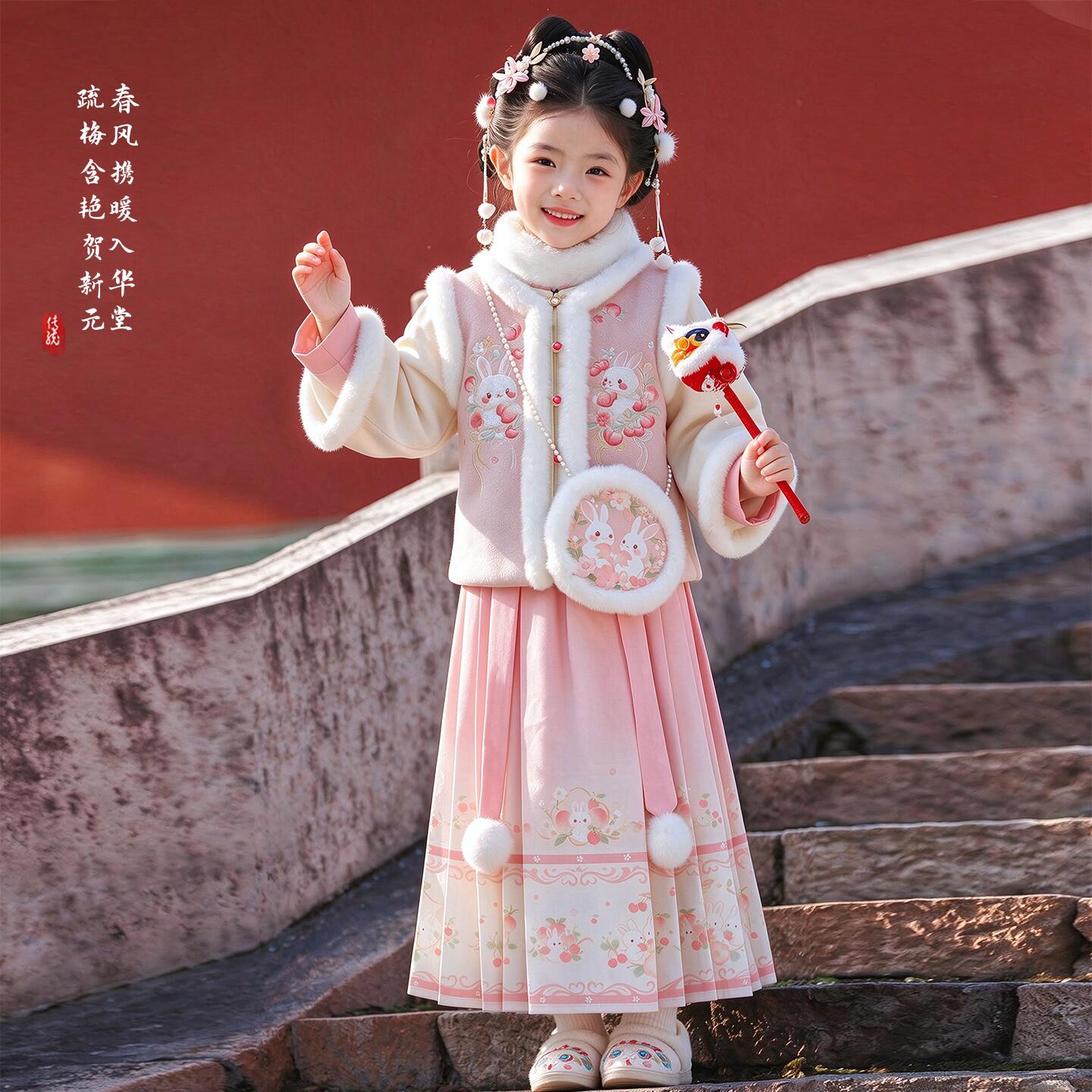 汉服女童秋冬2026新款小女孩国风明制马面裙套装儿童唐装古装冬季