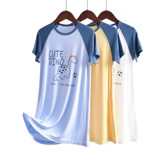 男童睡袍夏莫代尔薄款睡裙冰丝宝宝睡衣儿童学生男孩居家夏季大童