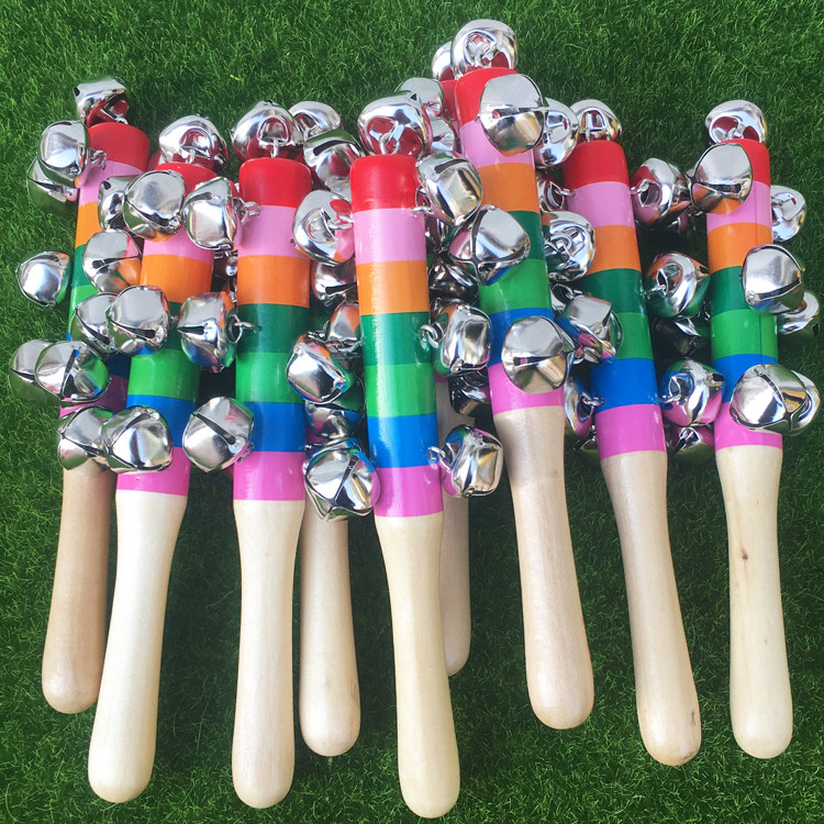 儿童木制质益智力幼儿园宝宝早教玩具彩十10铃手摇铃0-6个月