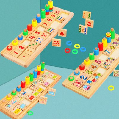 1-3-6岁幼儿园儿童礼物木制质益智力早教玩具数字学习数学对数板