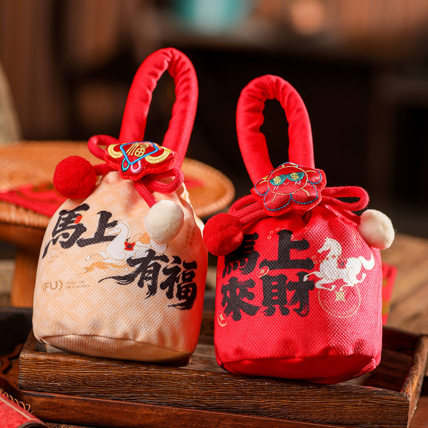 2026马年新年礼物礼品袋绒布袋马上有福创意春节礼品包装手提袋子,包装,年货礼品包装,淘宝优惠券,粉丝福利购,淘宝优惠卷
