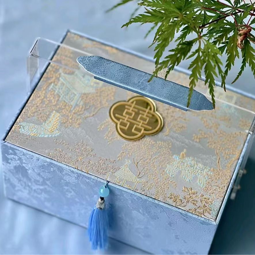 新中式繁锦手提盒结婚亚克力提手