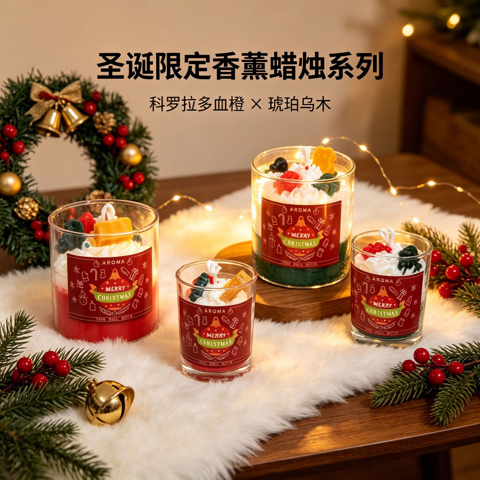 新款圣诞香薰蜡烛节日礼物派对装饰品平安夜氛围感手工蜡香氛摆件