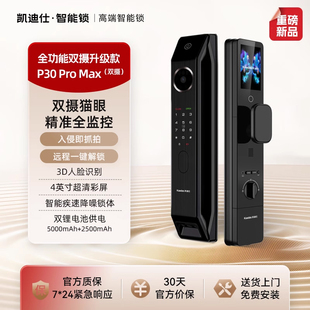 凯迪仕升级P30ProMax双摄人脸猫眼指纹密码智能锁家用监控电子锁