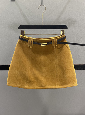 【清仓不退换】橙色毛呢半身裙女秋冬显瘦百搭A字包臀短裙